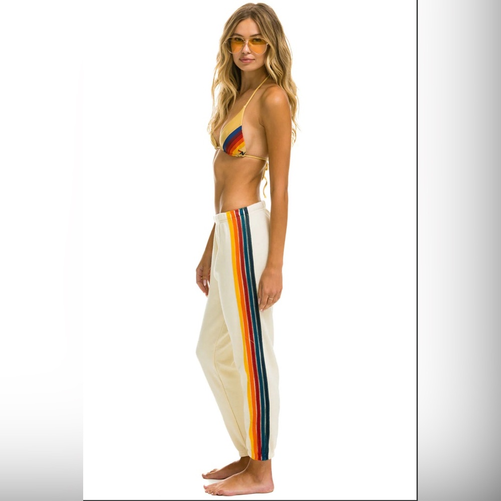 Aviator Nation 5 Stripe Sweatpants - Vintage White